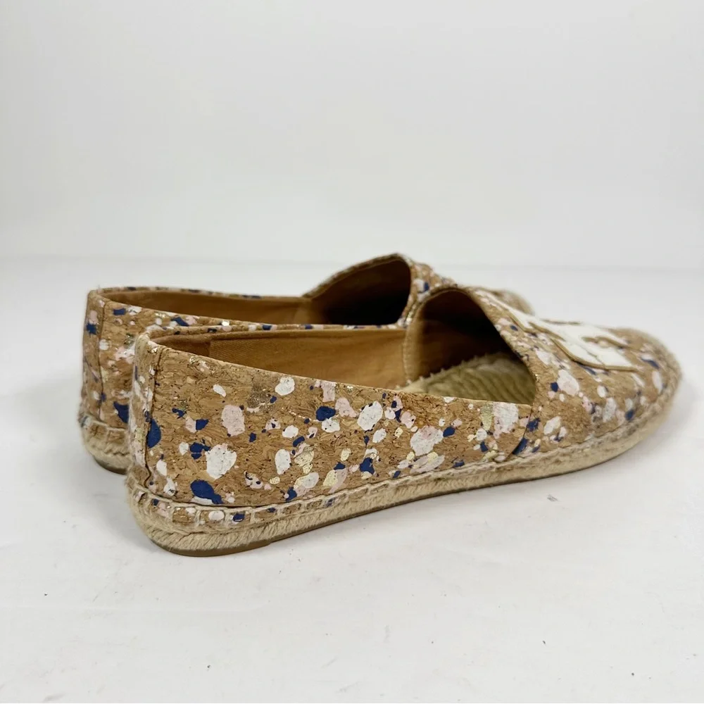 Tory Burch Ines Metallic Confetti Cork Espadrilles